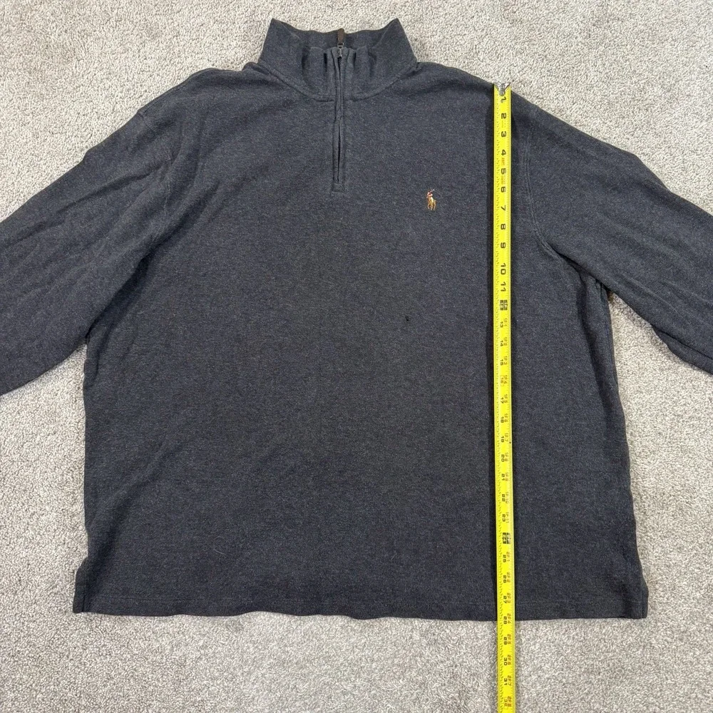 Polo Ralph Lauren Estate Rib 1/4 Zip Sweater XXL Dark Gray Flesh Pony Pullover - Picture 5 of 9